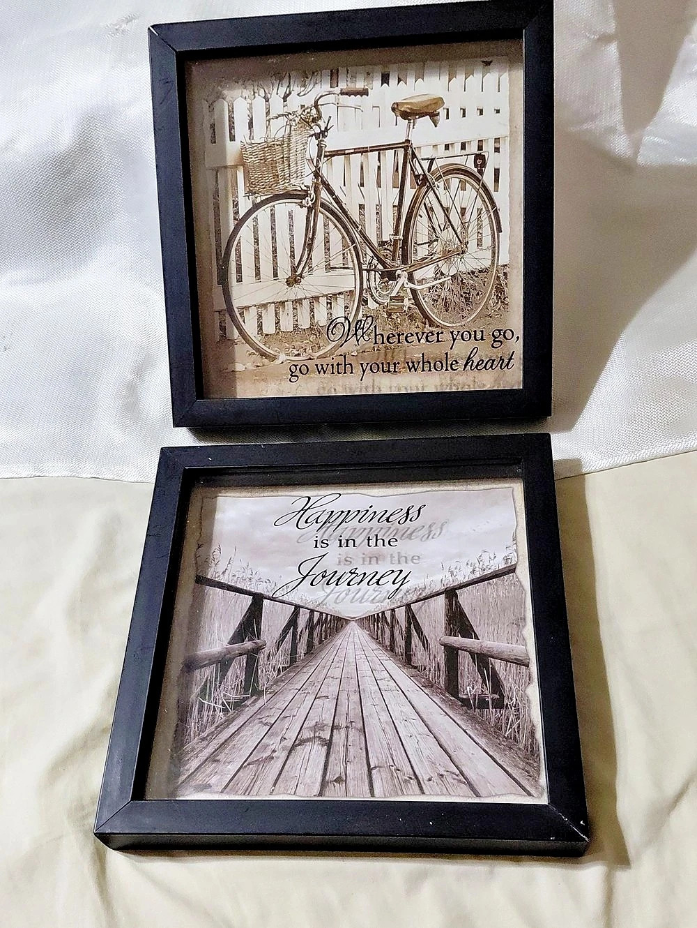 Framed Bicycle & Bridge Wall Art Set